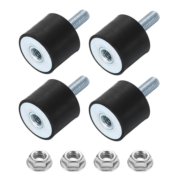 Uxcell 4Pack M8x23mm Rubber Mounts, 30x25mm(DxH) Rubber Studs Shock Absorber Mount with Nuts