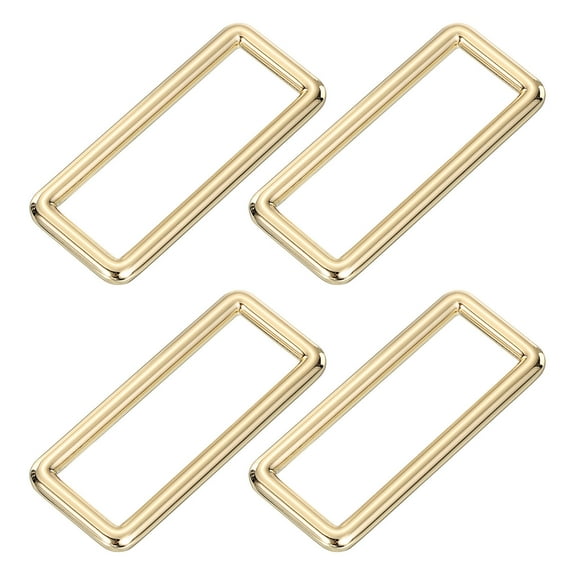 Uxcell 4Pack Metal Rectangle Ring, 2 x 5/8 Inch Metal Rectangular Buckle for Bag Belt, Gold