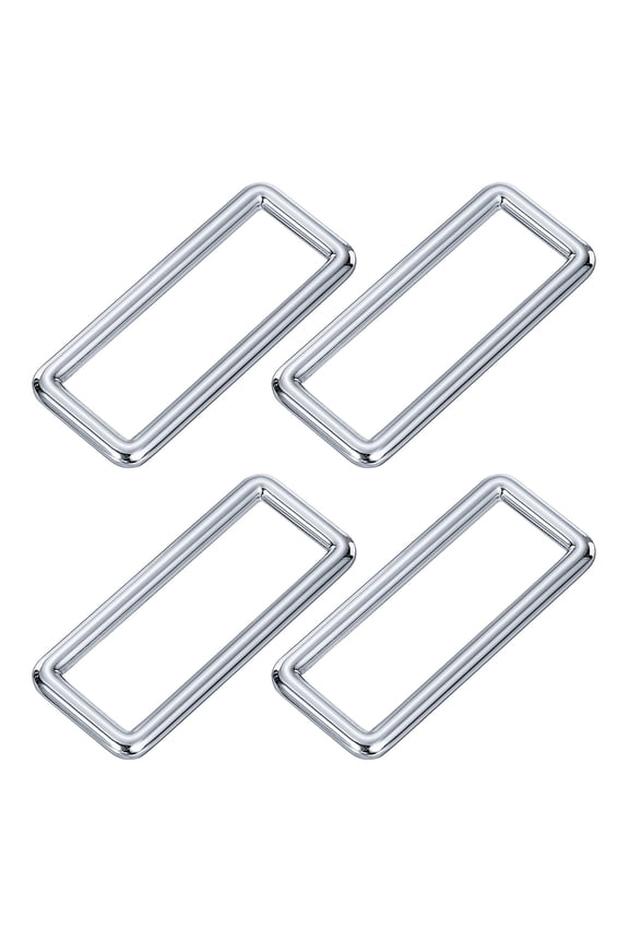 4Pack Metal Rectangle Ring, 2 x 5/8 Inch Metal Rectangular Buckle for Bag Belt, Silver