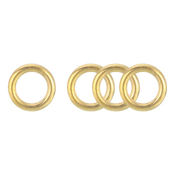 Uxcell 4Pack O Ring Buckle 7mm/0.28", Brass Seamless Welded Circle Loop 2mm Thickness for Luggage Webbing Craft DIY