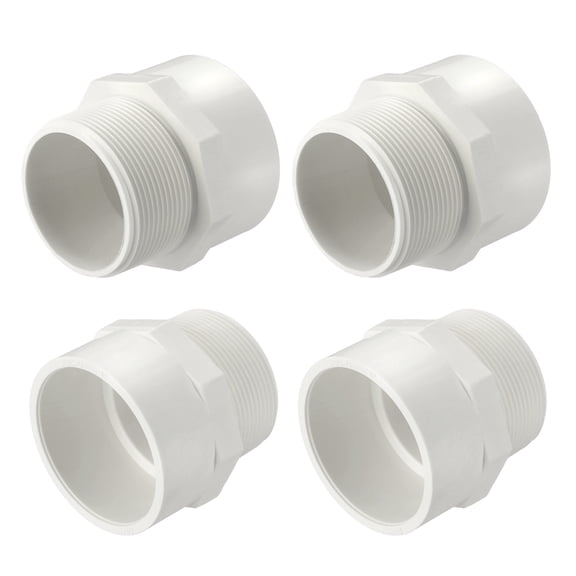 Uxcell 4Pack PVC Male Pipe Fittings Adapter 2" NPT Male Thread x Socket, Schedule 40 PVC Coupling Straight Pipe Connector, High-Flow Capacity for Plumbing, Irrigation, Pool, Sprinkler