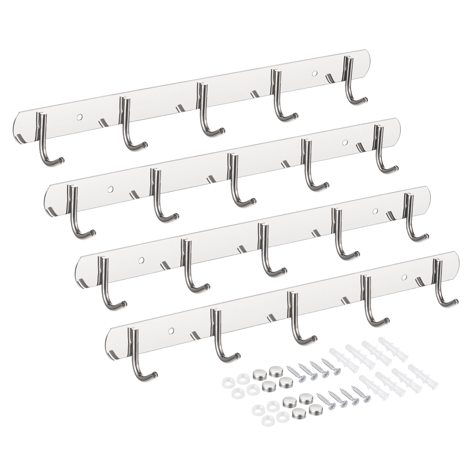 Uxcell 4Pack Stainless Steel Coat Hook Rack Wall Mounted with 5