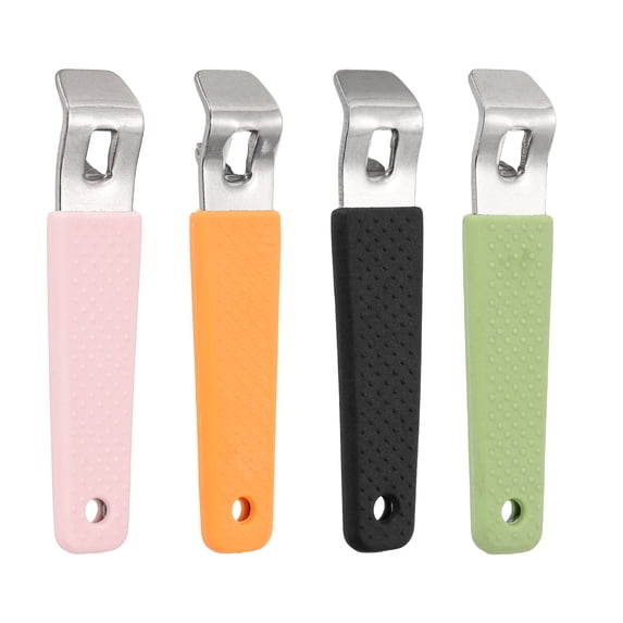 Uxcell 4Pack Stainless Steel Vial Decapper, Mini Keychain Bottle Opener Small Bottle Opener Tool for Oral Liquid Cap Beverages Beer Can Home, Orange/Pink/Black/Green
