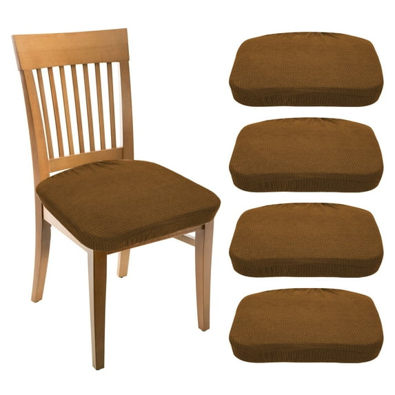 Uxcell 4Pack Stretch Seat Covers, Dining Room Chair Seat Slipcover, Light brown