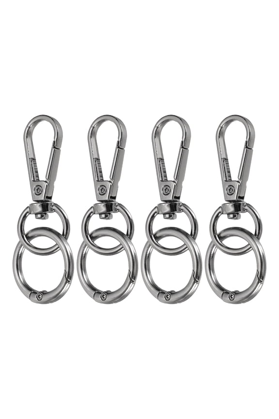 4Pack Swivel Clasp Clip, 2.4" Snap Hook with O Spring Ring Metal Double Opening Key Chain Clip Lobster Claw Clasps for DIY Crafts Bags Jewelry Lanyards, Metallic Black
