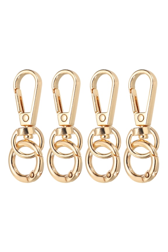4Pack Swivel Clasp Clip, 2" Snap Hook with O Spring Ring Metal Double Opening Key Chain Clip Lobster Claw Clasps for DIY Crafts Bags Jewelry Lanyards, Light Gold