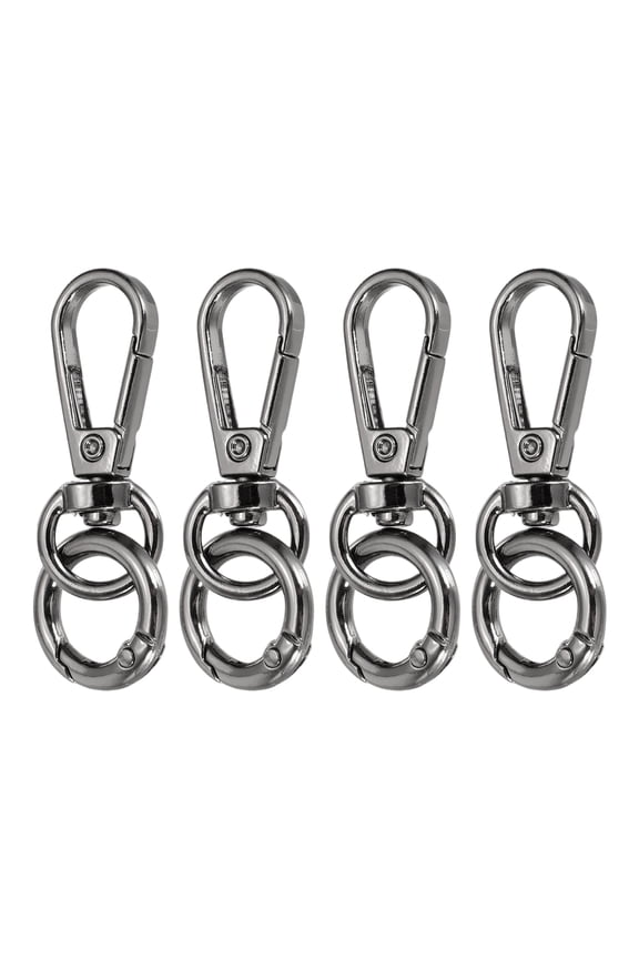 4Pack Swivel Clasp Clip, 2" Snap Hook with O Spring Ring Metal Double Opening Key Chain Clip Lobster Claw Clasps for DIY Crafts Bags Jewelry Lanyards, Metallic Black