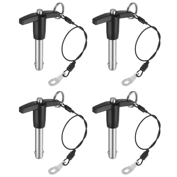 Uxcell 4Pack T Handle Lock Pins, 10mm x 30mm Usage Length Stainless Steel Push-Button Quick Release Pin