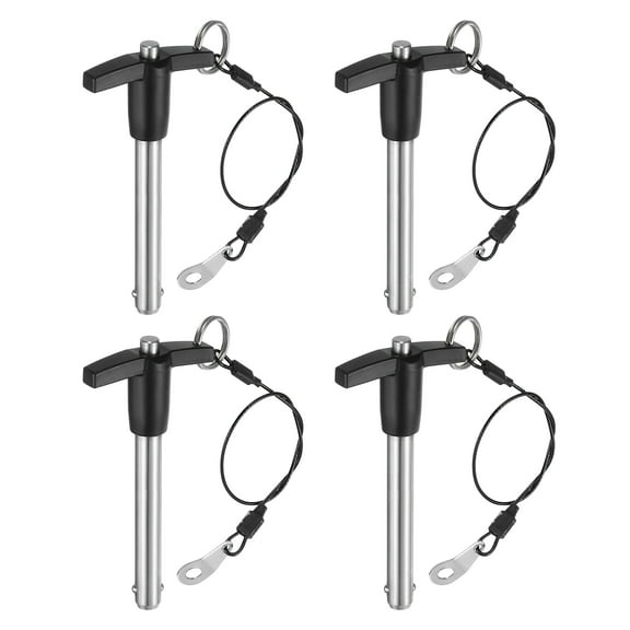 Uxcell 4Pack T Handle Lock Pins, 10mm x 60mm Usage Length Stainless Steel Push-Button Quick Release Pin