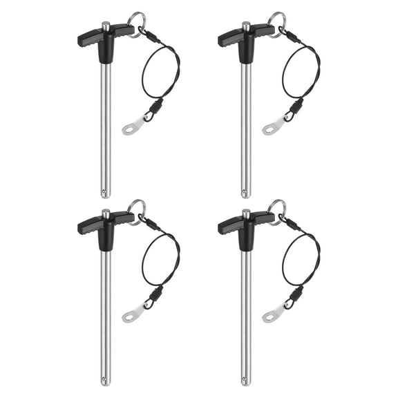 Uxcell 4Pack T Handle Lock Pins, 8mm x 100mm Usage Length Stainless Steel Push-Button Quick Release Pin