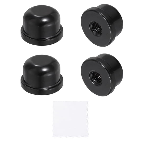 Uxcell 4Pcs 0.5" Tall Lamp Finials, 1/4-27 Thread Lamp Cap Knob Decoration Screw Cap Nuts with Cleaning Cloth for Table Floor Lighting Fixtures Shade Holder Decor, Black