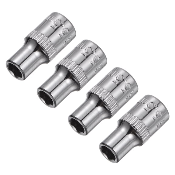 Uxcell 4Pcs 1/4-inch Drive 5.5mm Steel Chrome Plated 6-Point Shallow Socket