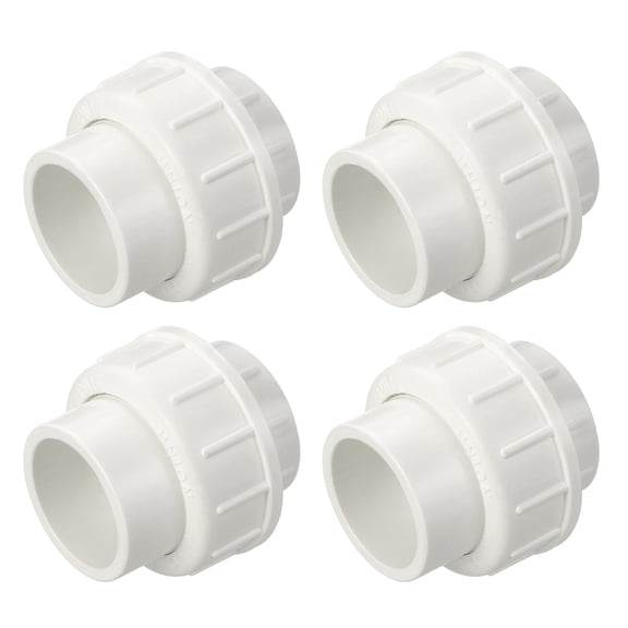 Uxcell 4Pcs 1" Union Coupling Pipe Fitting, SCH40 (Socket x Socket) Furniture Grade Slip Union Coupling Adapter for Pipe Connection, Hose Extension