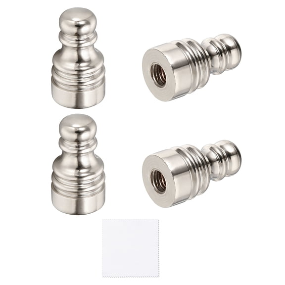 Uxcell 4Pcs 1" Tall Lamp Finials, 1/4-27 Thread Lamp Cap Knob Decoration Screw Cap Nuts with Cleaning Cloth for Table Floor Lighting Fixtures Shade Holder Decor, Nickel