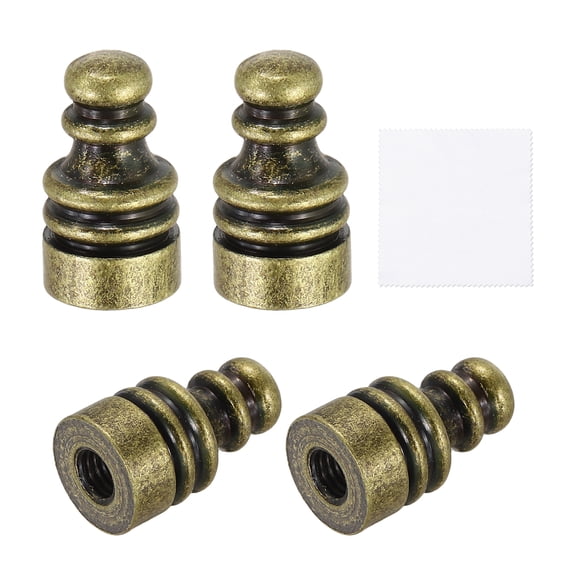 Uxcell 4Pcs 1" Tall Lamp Finials Bronze, 1/4-27 Thread Lamp Cap Knob Decoration Screw Cap Nut with Cleaning Cloth for Table Floor Lighting Fixture Shade Holder Decor