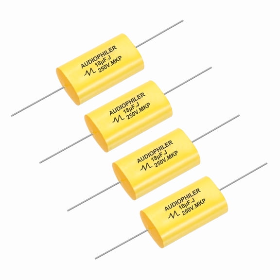 Uxcell 4Pcs 18uF High-Frequency Divider Capacitor, 250V Audio Speaker Crossover Non-Polarity Polypropylene MKP Film Capacitors