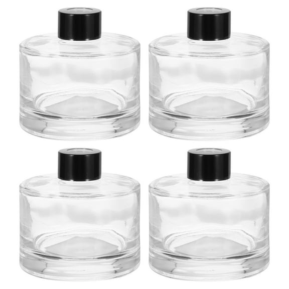Uxcell 4Pcs 200ml/6.8oz Empty Glass Diffuser Bottle 3.2" x 3.3" Refillable Fragrance Accessory for Replace Reed Diffuser