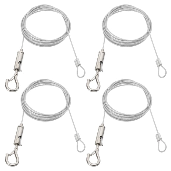 Uxcell 4 Sets 2m x 1.5mm Heavy Duty Adjustable Picture Hanging Wire Kit with Loop