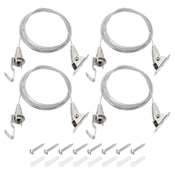 Uxcell 4 Sets 2m x 1.5mm Heavy Duty Picture Hanging Wire with 180 Rotary Hook