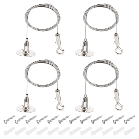 Uxcell 4 Sets 2m x 1.5mm Heavy Duty Picture Hanging Wire with Hanging Disc