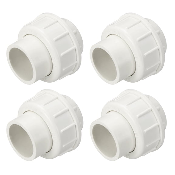 Uxcell 4Pcs 3/4" Union Coupling Pipe Fitting, SCH40 (Socket x Socket) Furniture Grade Slip Union Coupling Adapter for Pipe Connection, Hose Extension