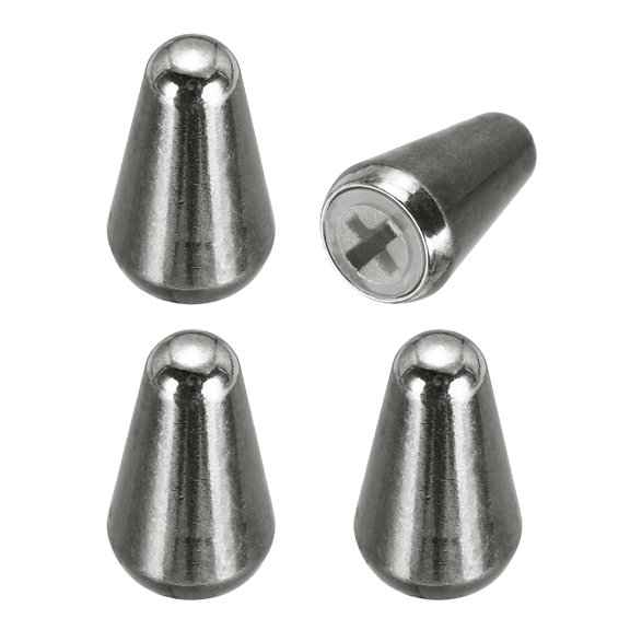 Uxcell 4Pcs 3 Way 5 Way Guitar Toggle Switch Tip, Brass Cross-Slot Push-in 4.5mm/0.18" Toggle Pickup Switch Knob Tip for ST TL Electric Guitar Replacement Parts, Dark Silver