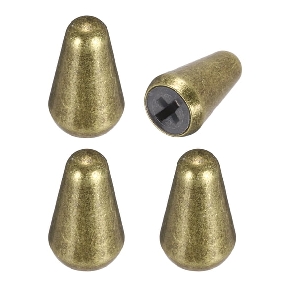 Uxcell 4Pcs 3 Way 5 Way Guitar Toggle Switch Tip, Brass Cross-Slot Push-in 4.5mm/0.18" Toggle Pickup Switch Knob Tip for ST TL Electric Guitar Replacement Parts, Bronze