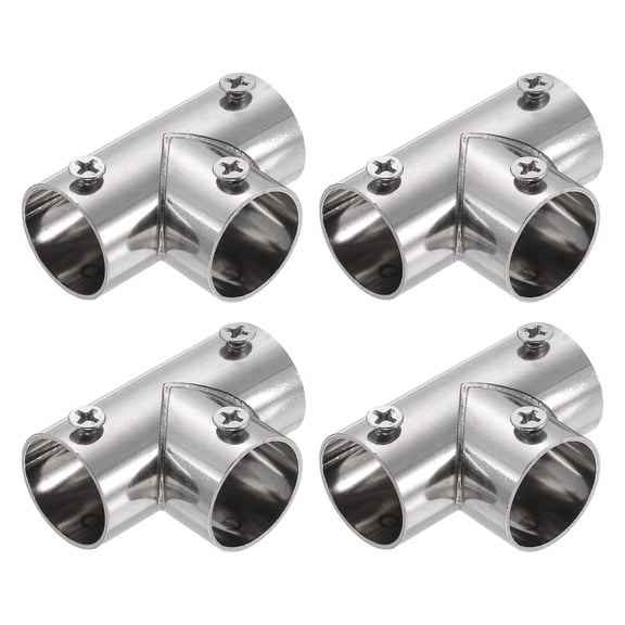 Uxcell 4Pcs 3-Way Tee Pipe Fitting, Fit 3/4 Inch OD Pipe Stainless Steel Structural Joint Pipe Connector Chain Link Fence Clamp for Fence Railing Handrail DIY