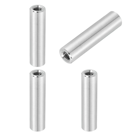 Uxcell 4Pcs 304 Stainless Steel M6x1.0mm Round Coupling Nuts, 0.39x1.57"(ODxH)
