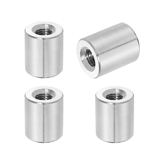 Uxcell 4Pcs 304 Stainless Steel M6x1.0mm Round Coupling Nuts, 0.47x0.47"(ODxH)