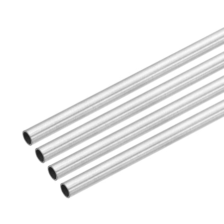 Uxcell 4Pcs 304 Stainless Steel Tube, 5mm OD 3.4mm ID 305mm Length Round Seamless Metal Straight Pipe 0.8mm Thick Weldable Tubing for Industry DIY Projects(0.13"ODx0.2"IDx12"L)