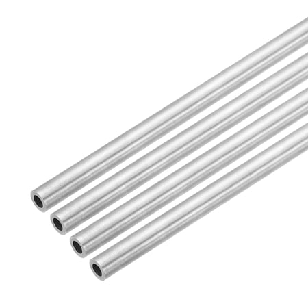 Uxcell 4Pcs 304 Stainless Steel Tube, 6mm OD 4mm ID 305mm Length Round Seamless Metal Straight Pipe 1mm Thick Weldable Tubing for Industry DIY Projects(0.16"ODx0.24"IDx12"L)