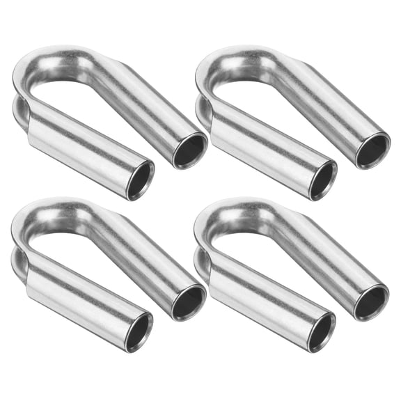 Uxcell 4Pcs 4/9" (12mm) 304 Stainless Steel Wire Rope Tube Thimble Silver