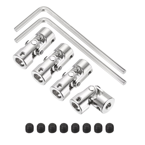 Uxcell 4Pcs 5mm to 8mm ID Steering Universal Joint Shaft Coupling, SAE 1045 steel 45Degree Rotatable Joints Coupler with Screws Wrench Set for Model Car Ship Drive Shaft Motor