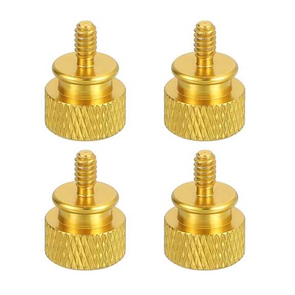 Uxcell 4Pcs 6#-32 UNC 12x16mm(ODxH) Aluminum Thumb Screws for Pc Side Panel, Gold