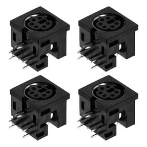 Uxcell 4Pcs 6 Pin DIN Female Chassis Connector Socket, S-video PCB Mount DIN Jack Connector All Plastic for Media Player Audio Video Equipment, Black