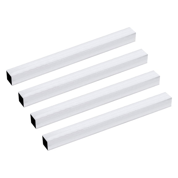 Uxcell 4Pcs 6063 Square Aluminum Tube, 25mm x 25mm x 1mm Wall Thickness 305mm/12" Aluminum Industrial Straight Tube, Seamless Metal Tubing for Construction DIY Home Furniture