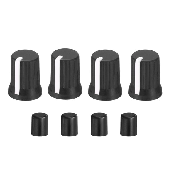 Uxcell 4Pcs 6mm D Shaft Potentiometer Knob, Black White/Rubber Potentiometer Rotary Control Knobs Replacement for Volume Encoder Electric Guitar Speaker Board Controller Console