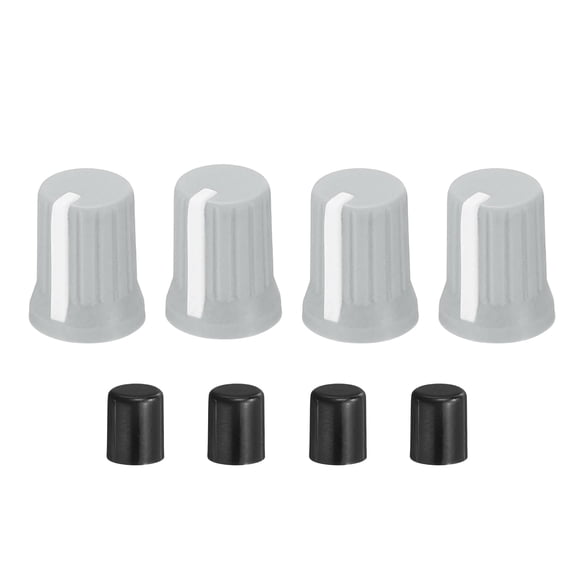 Uxcell 4Pcs 6mm D Shaft Potentiometer Knob, Light Gray White/Rubber Potentiometer Rotary Control Knobs Replacement for Volume Encoder Electric Guitar Speaker Board DJ Controller Console