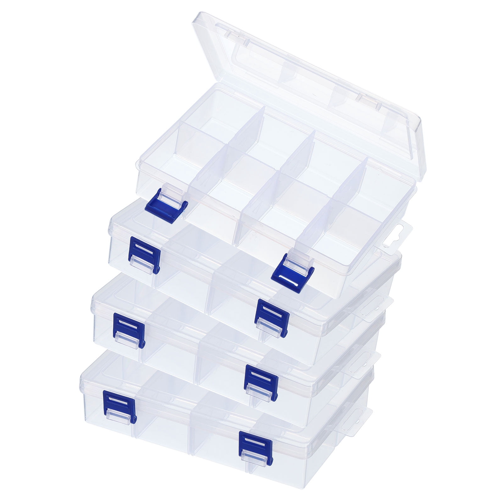 Uxcell 4Pcs 8.2x5.3x1.6 inch Nail Charm Organizer 8 Grids Craft Storage Box