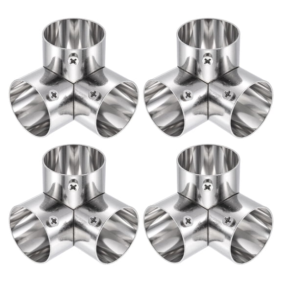 Uxcell 4Pcs 90 Degree 3-Way Tee Pipe Fitting, Fit 1-1/4 Inch OD Pipe Stainless Steel Structural Joint Pipe Connector Chain Link Fence Clamp for Fence Railing Handrail DIY