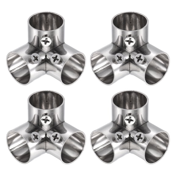 Uxcell 4Pcs 90 Degree 3-Way Tee Pipe Fitting, Fit 3/4 Inch OD Pipe Stainless Steel Structural Joint Pipe Connector Chain Link Fence Clamp for Fence Railing Handrail DIY