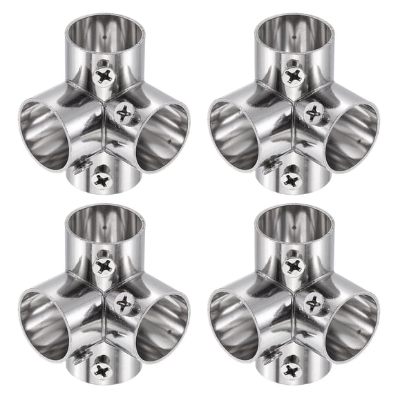 Uxcell 4Pcs 90 Degree 4-Way Cross Pipe Fitting, Fit 3/4 Inch OD Pipe Stainless Steel Structural Joint Pipe Connector Chain Link Fence Clamp for Fence Railing Handrail DIY