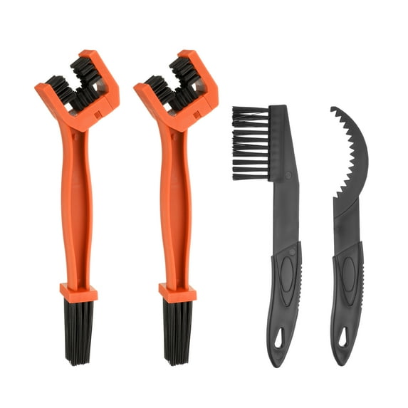 Uxcell 4Pcs Bicycle Chain Cleaning Tool Set Motorcycle Chain Brush Bike Clean Brush Kit for Cleaning Tools, Orange Black