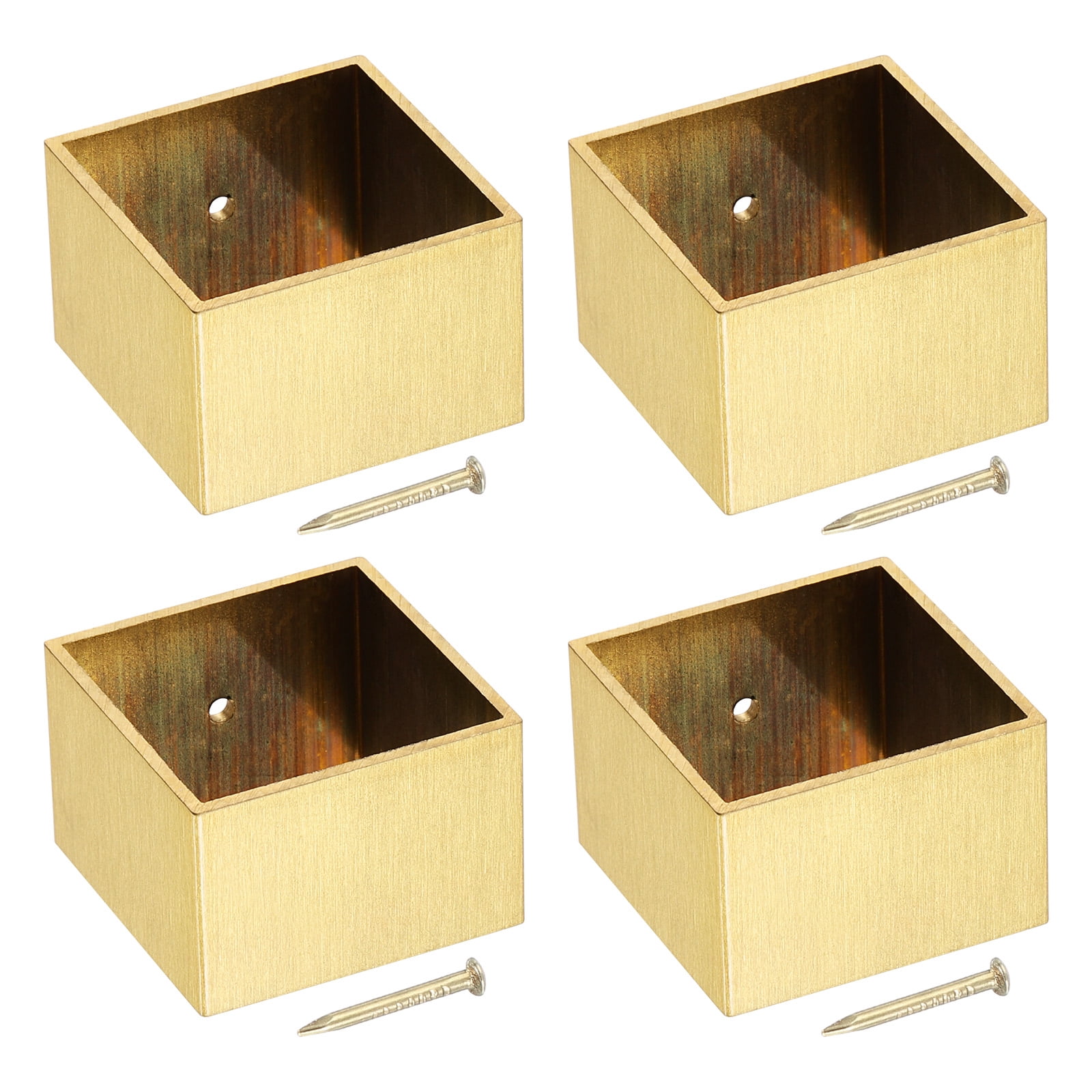 Table Foot Sticker Protector Uxcell 4Pcs Brass Furniture Foot Cover, 1.1x1.2x0.8