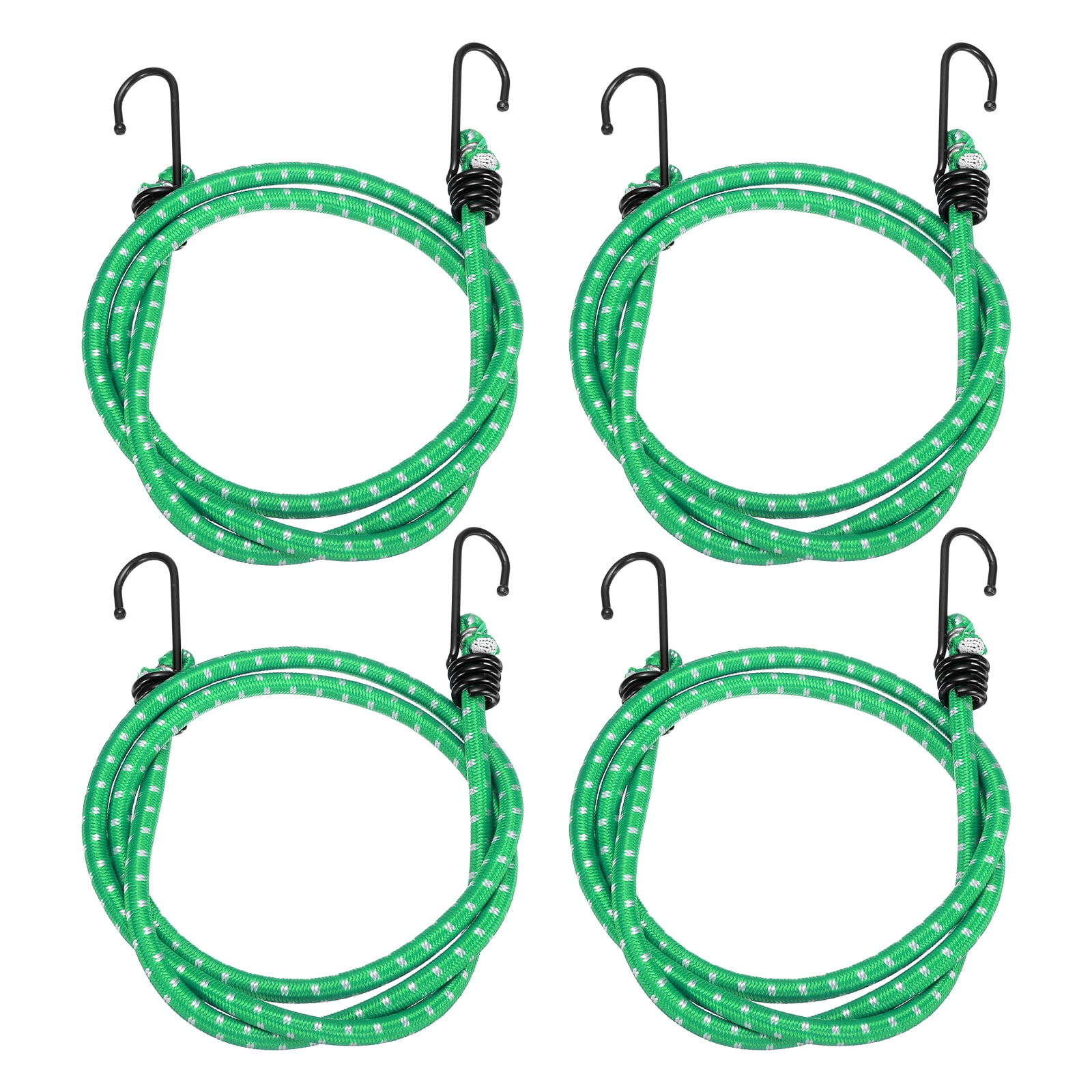 Uxcell 4Pcs Bungee Cord with Hooks 47" Rubber Bungee Cords for Outdoor Camping Straps, Green