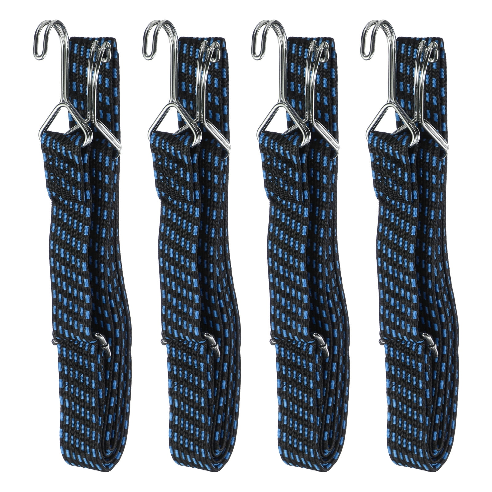 Uxcell 4Pcs Bungee Cord with Hooks 78" Latex Bungee Cords for Outdoor Camping Straps, Black Blue