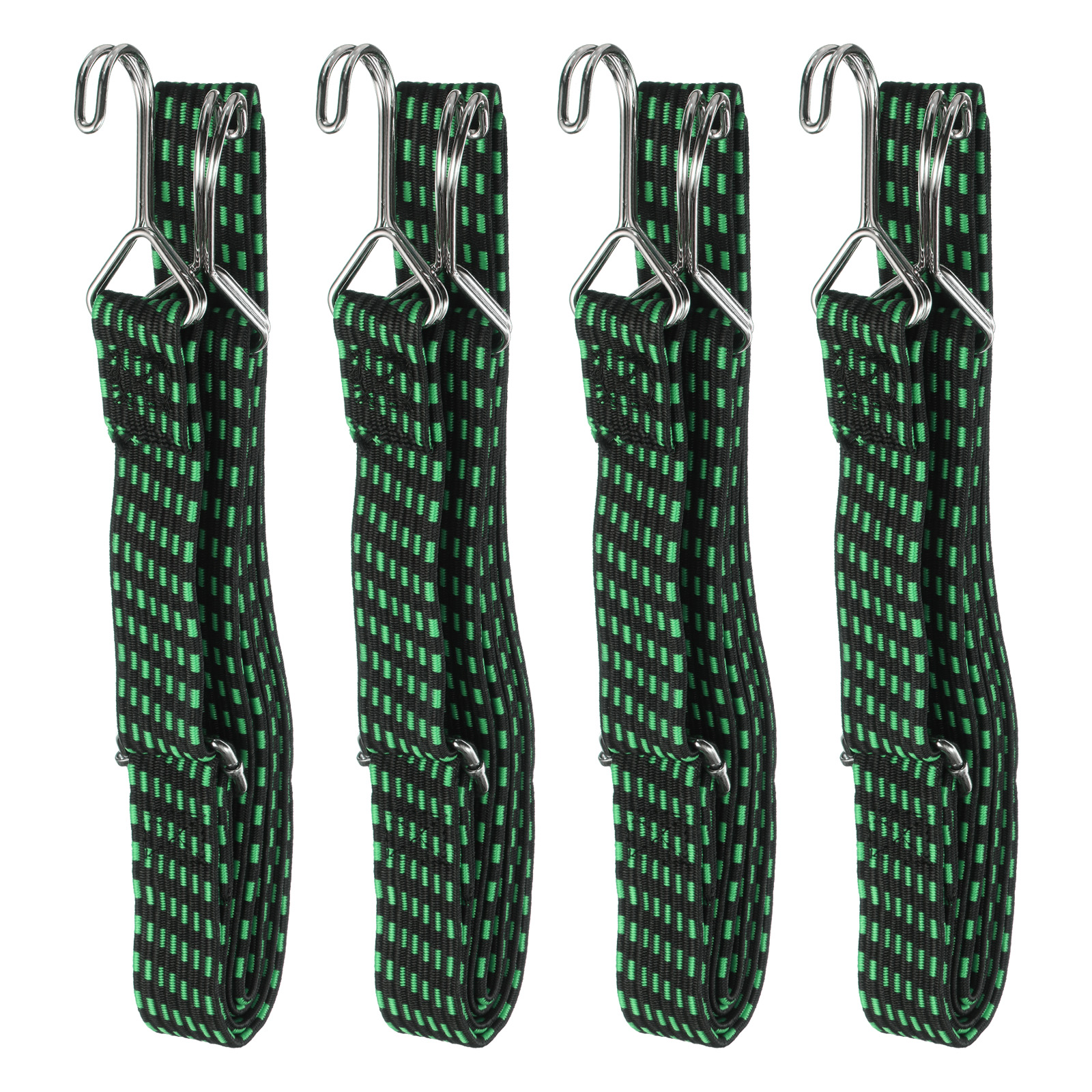Uxcell 4Pcs Bungee Cord with Hooks 78" Latex Bungee Cords for Outdoor Camping Straps, Black Green
