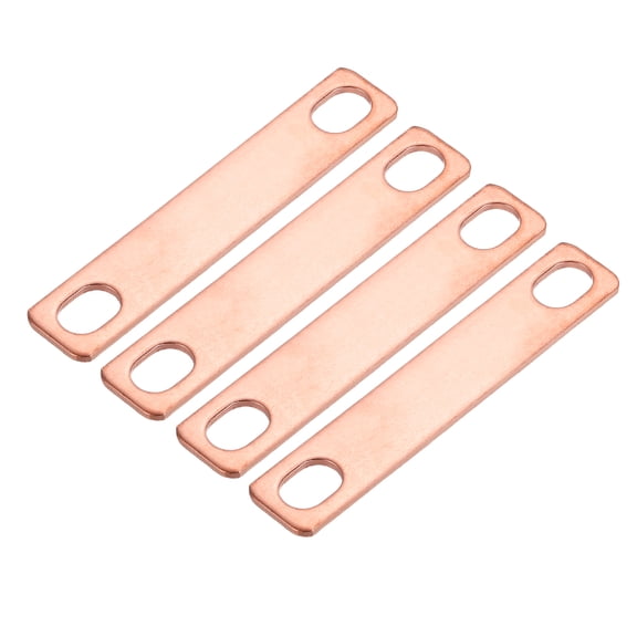 Uxcell 4Pcs Bus Bar Connector Pitch Row 2" Red Copper Flat Bus Bar for LiFePO4 Cells Lithium Battery Busbar Connector Red Copper
