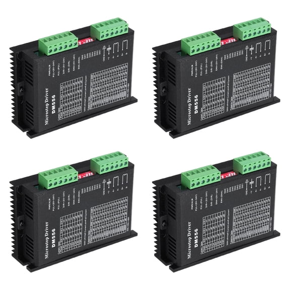 Uxcell 4Pcs CNC Stepper Motor Driver, CNC Controller DM556 Single Axes 2-Phase Digital Stepper Driver for Nema17/23/34/42/57 Motors, DC5-24V 20-50VDC